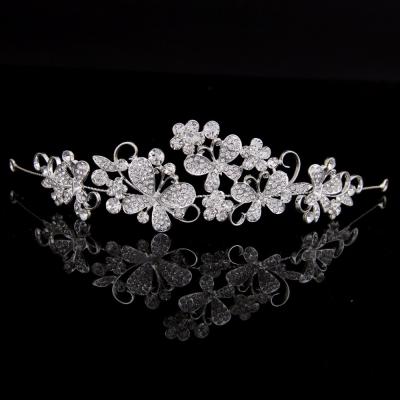 China Handmade Bridal Hair Accessories Tiara Rhinestone Flower Wedding Crown Bride Tiaras for sale