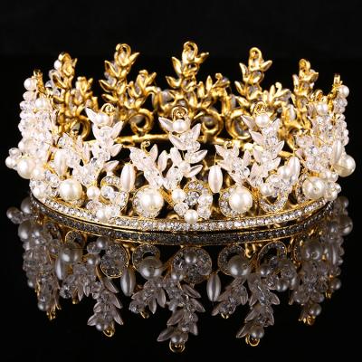 China Bridal Hair Accessories Tiara Rhinestone Wedding Tiara, Bridal Hair Accessories Bead Tiara And Gold Crown for sale