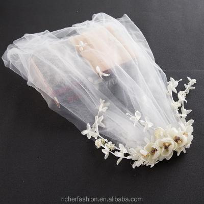 China bride hair accessories bridesmaid Corolla veil, girls mantilla veil with pearl beaded, christenings veil for bride for sale