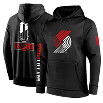 China 2021 Wholesale #0 Lillard's New Big Team Logo Long Sleeved Antibacterial Men's Black Hoodie for sale