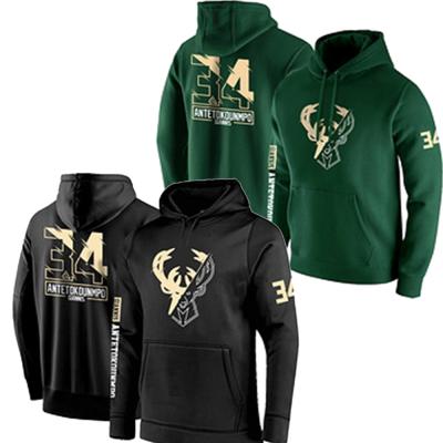 China Wholesale New Big Team Logo Long Sleeved Hoodie #34 Giannis Antetokounmpo Green Men Antibacterial 2021 for sale