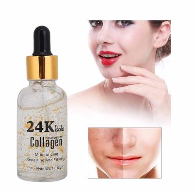 China Dark Gold Collagen Circles 24K Facial Serum Moisturizing Shrink Pores Tighten Skin Care Lifting Liquid for sale