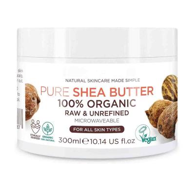 China Moisturizing Cream 100% 300ml Organic Shea Body Butter Moisturizer Smooth Lotion for All Skin Face Hair for sale