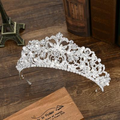 China Good Quality Eco-friendly Rhinestone Crystal Fancy Queen Wedding Bridal Tiara Pearl Crown for sale