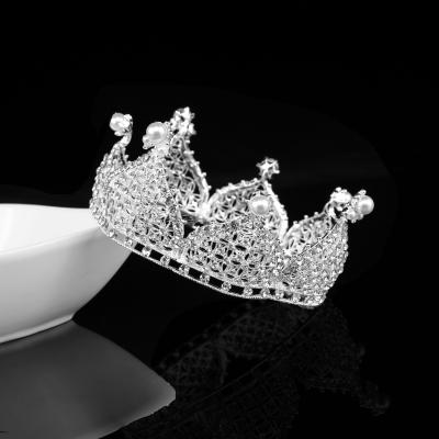 China YG0054 Alloy Rhinestone Alloy Rhinestone Pearl Pageant Colorful European Fancy High Quality Crown Wedding Tiaras And Crowns for sale