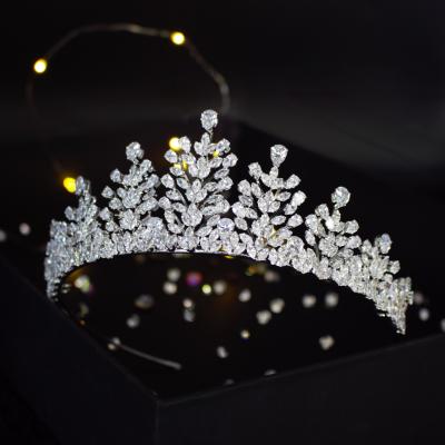 China New Style GS0071 Gold Full Zircon Zirconia Bling Shiny Wedding Bridal Tiara Crown Headpiece High Quality Elegant Trendy Prom for sale