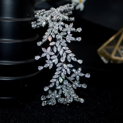 China High Quality Elegant Luxury Elegant Fashionable Wedding Headband Prom Headpiece CZ Zirconia Bridal Headpiece for sale