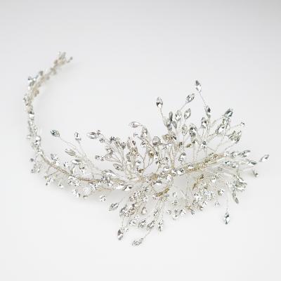 China Popular High Quality SG0805 Rhinestone Crystal Leaf Wedding Headbands Hair Accessories Tiara For Women for sale