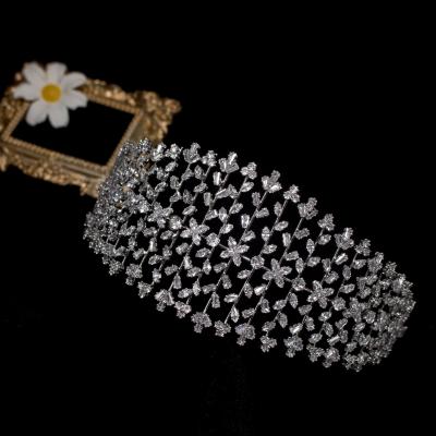 China Luxury Vintage Zircon 3A+ CZ Bridal Pageant Crowns Hair Accessories Elegant Prom Ladies Headband Wedding Tiaras for sale