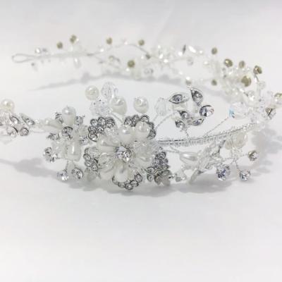 China New Crystal Pearl Flower Party Headpiece Tiara Shinning Elegant Fancy Elegant Fashionable Wedding Headband SG0098 for sale