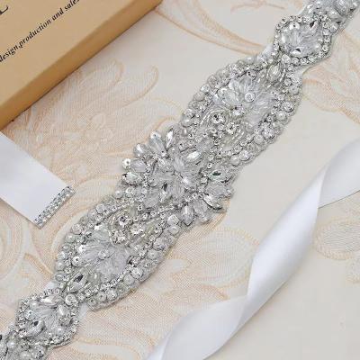 China Hot Bridal Sash Wedding Decorations Bling Bling Sash Trendy Off White Based Silver Rhinestone Crystal Adult Time Lead for sale