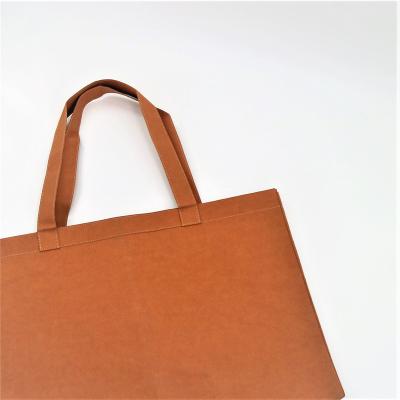 China Logo Tote Washable Brown Personalized Paper Custom Recyclable Kraft Bags With Handles for sale