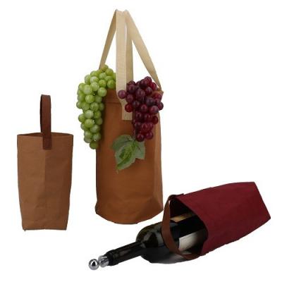 China Washable Paper &Rio-Red Recyclable Tote Wine Carrier Bag Black Washable Paper Wine Packaging/Water Bottle for sale