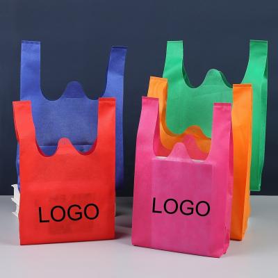 China Recyclable wholesale cheap non woven custom shopping non woven print tote bag eco non woven fabric carry on non woven supermarket vest bag t shirt bag for sale