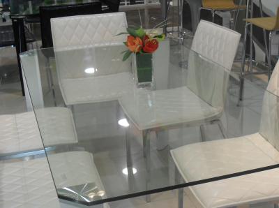 China Rectangle Glass Top Table Desk , Thick Glass Table Transparent for sale