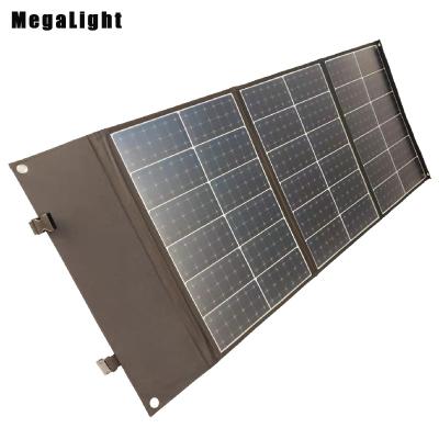 China Waterproof PET+ EVA+ Fabric Camp Must Have Megalight 22.6% Efficiency Portable Solar Panel Custom Foldable Solar Panel 100w for sale