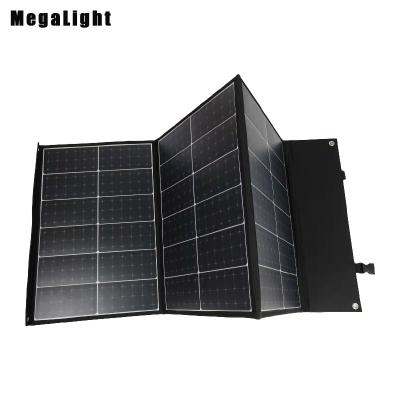 China Waterproof PET+ EVA+ Fabric 2022 Foldable Custom Design Megalight Logo Monocrystalline Portable Solar Panel 100w New for sale