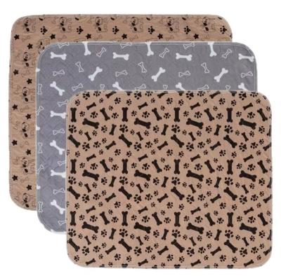 China Jc001 Reusable 3 Layer Absorbent Urine Pad Washable Dog Cat Diaper Mat Dog Dog Diapers Pads Bone Floor Paw Print For Sofa Bed for sale