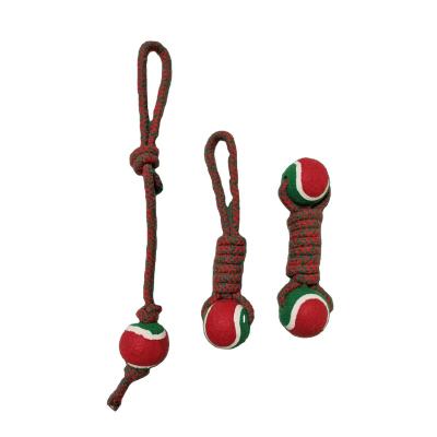 China Jc001 2022 New Christmas Interactive Cotton Rope Indoor And Outdoor Training Toys Tennis Pet Series Dog Bite for sale