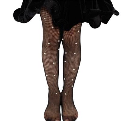 China Fashion Baby Pantyhose Antibacterial Pantyhose With PearlsChildren's Mesh Stockings for sale