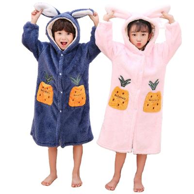 China QUICK DRY Children's Pajamas Autumn Winter Coral Fleece Lengthened Nightgown Flannel Home Wear for sale