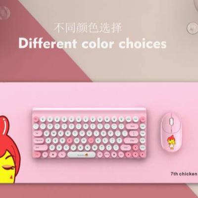 China Top of popular colorful QW02 Mini Three Anti-ghosting in one 24ghz wireless keyboard and mouse combo for sale