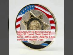 Manufacturer No Minimum Metal Logo 3D Enamel Cheap Souvenir Metal Crafts Custom Challenge Coins Freemason Masonic Coins