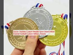 Soccer Trophies Custom Medals Sport Award Metal Enamel Football Custom Military Awards