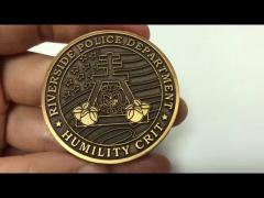 Double side coin antique gold plating with soft enamel craft