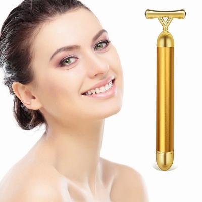 China Double Heads Wrinkle Remover Massage Facial Roller Heads Gold Face Lift Body Skin Relaxation Slimming Beauty Neck Lift Face Massager Slim Tool for sale