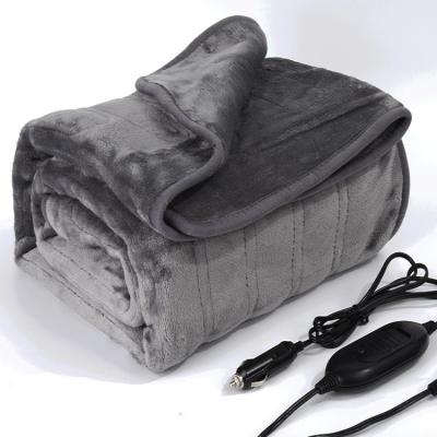 China Therapy Car Electric Blanket 12V Plush Heated Blanket For Travel Machine Washable Fleece Plaid Heated Blanket For Car for sale