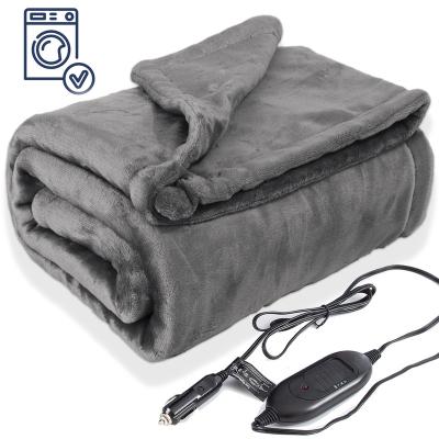 China 12 Volt Electric Heated Blanket Therapy For Car With Thermostat Adjustable Machine Heating Washable Electric Blanket Flannel for sale