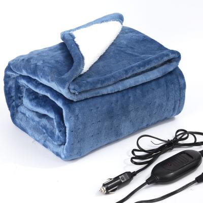 China Therapy Machine Washable Electric Heated Blanket For Car 12 Volt Plug In With Adjustable Thermostat Heating Electric Blanket Flannel for sale