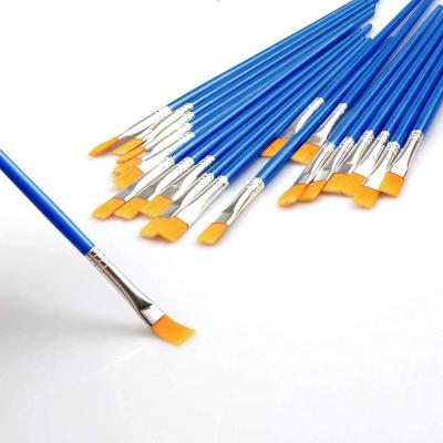 China Painting& Custom 8 Pcs Artist Blue Wooden Handle Nylon Drawing Brushes Art Supplies Kids Painting Brushes BSCI Factory Audit For Beginner for sale