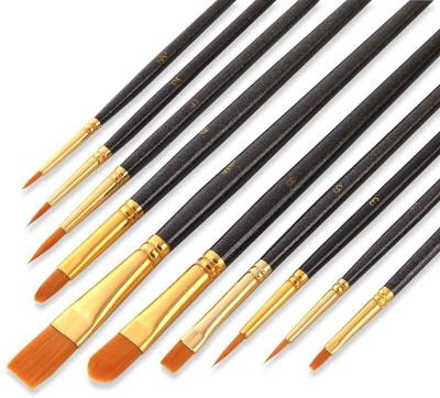 China Painting& BSCI Factory Art Supplies Painting Brush Drawing Audit for Art Painting Custom 12 PCs Black Handle Nylon Wood Brush 2 inch for sale