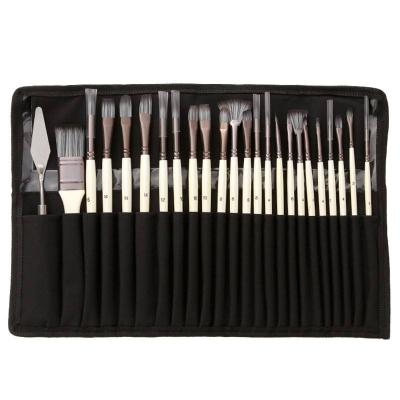 China Painting& Professional Drawing Artist EN71-3 ASTM D4236 Art Supplies 24 Series Art Paint Brush Set with Canvas Roll and Palette Knife for sale