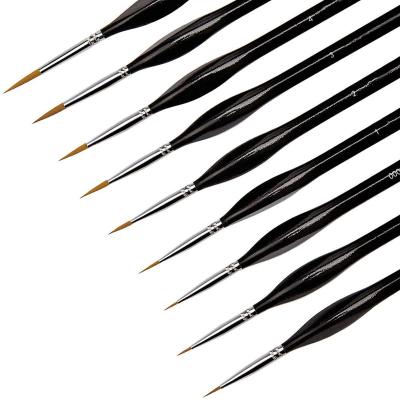 China Painting& Drawing ASTM D4236 EN71-3 Art Supplies 9 PCs Mini Nylon Fine Detail Paint Brushes Miniature Brush Kit for Acrylic Watercolor for sale