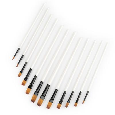 China Painting& Sedex Factory Audit Nylon Hair 12 Pcs Art Supplies Paint Brush Set Kids Drawing Brush Acrylic For Art Painting for sale