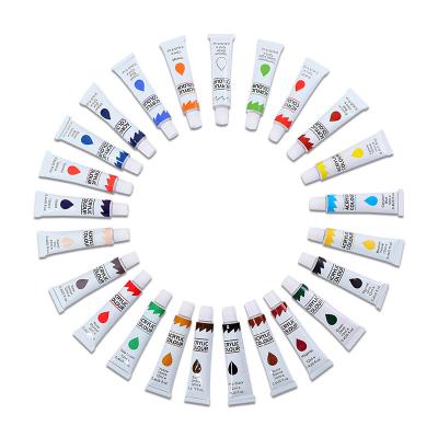 China Professional Wholesale Art Painting Acrylic Paints ASTM D-4236/EN71 Vibrant Water Based Non-Toxic Tube 24 Colors 12ML Non-Toxic Color Box for sale