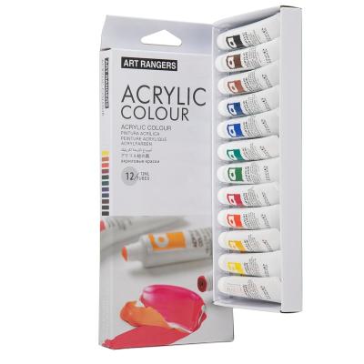 China Art Painting Spain Spanish Supermarket Supplier Acrylic Paint Tube Set 12 Colors 12ML Kids Non-Toxic Water Based Drawing Tools for sale