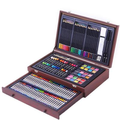 China Drawing Writing Painting Stationery Supplier Luxury Professional Art Pencil Watercolor Color Pencil Sets Wooden Box With Mixed Media Drawing Tool for sale