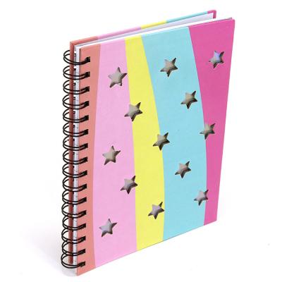 China Hardcover BSCI Factory Audit Stationery Supplies Spiral Notebook Diary A5 A4 Custom Star Design For Kids for sale