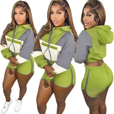 China Anti-Static Women's Splicing Hoodie Stripe Suit Sports Sleeve Long Casual Women Wear for sale