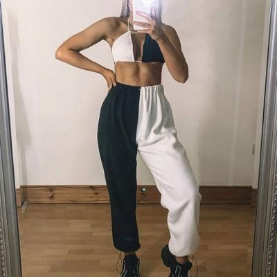 China Wholesale Cargo Streetwear Pants Women Plazzo Nylon/Cotton Plain Pants Loose Jogger Holes Women Sweatpants for sale