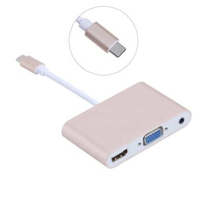 China 3 In 1 Usb 3.1 Type C To Hdmi Vga 3.5mm Audio Cable Adapter For Laptop for sale