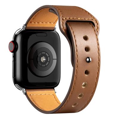 China Fanshion Metal Leather Buckle Slim Bands For Apple Watch Se 6 5 Series 7 4 3 2 38MM 42MM Strap Strap For Iwatch 4 40MM 44MM 41MM 45MM for sale