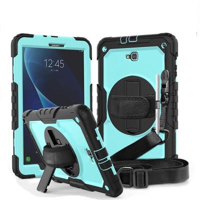 China 360 Protection Samsung Tablet Case Holder For Samsung Galaxy Tab 2016 Funda Tablet 10.1 A SM-T580 T585 T587 Tablet Cover Rotate Hand Strap for sale