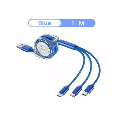 China Quick Charging Speed ​​3 in 1 Retractable Data USB Cable For iPhone Wire Fast Charger Charging Cable For Android Phone xiaomi Huawei Samsung type c for sale