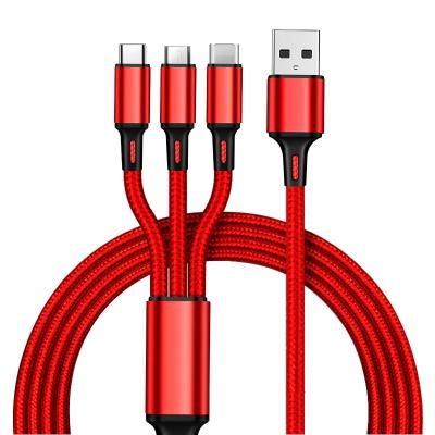 China Fast Charging Speed ​​3 In 1 Micro USB Type C Charger Cable Usb Multi Usb Cord Usb Multi Left Multi Charging Cell Phone Wire For Samsung Iphone Xiaomi for sale