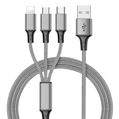 China Mobile Phone Factory OEM USB 3 in1 USB Charging Cable Nylon Braided Multi Charging Tie Type Fast C USB Charging Wire Cable for sale